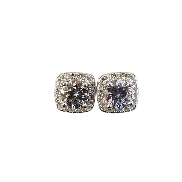 Moissanite Jewelry - 5mm 1.0 CT Light Purple Moissanite Stud Earrings 925 Sterling Silver NWT